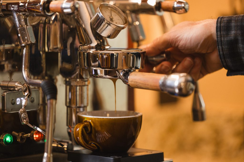 Mark Cuneo making espresso